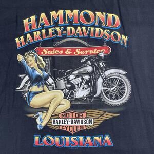 Harley Davidson 2XL T-Shirt Y2K Hammond LA Bomb Shell Pin Up Girl NEW OLD STOCK